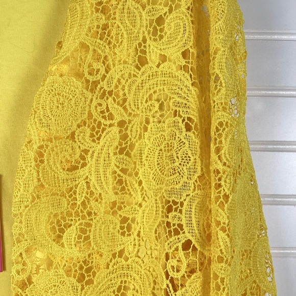 Isaac Mizrahi NWT Cotton And Lace Open Bracelet Sleeve Cardigan Sz Large yellow - Picture 6 of 12
